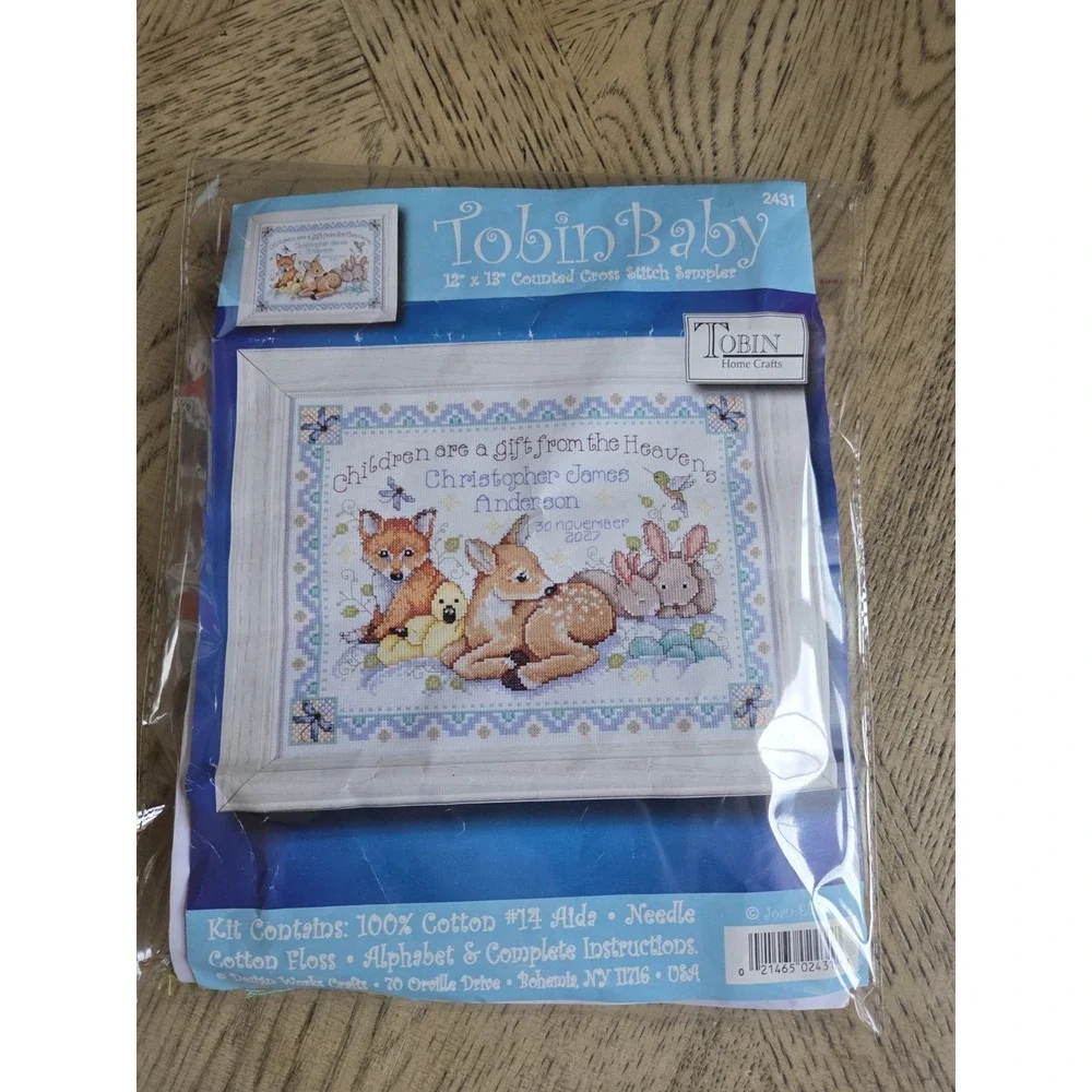 Design Works Crafts Counted Cross Stitch, Woodland Baby Sampler, 12 by 13 inches